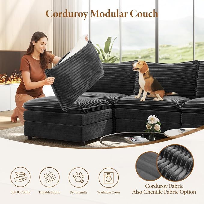 Vesgantti 108" Modular Cloud Couch, Deep Seat Sectional Sofa - Image 5
