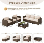 LOUVIXA 7 Piece Outdoor Patio Furniture Set, Rattan Chairs Glass Table Wicker - Image 2