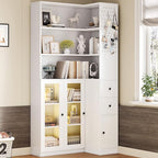 IRONCK Corner Bookshelf with LED Lights, 78.7" Tall Corner Bookshelves with 2 - Image 3
