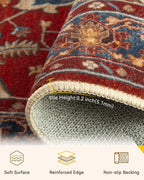 RELEANY Area Rugs Round 6ft Washable Non-Slip, Floral Vintage Distress Print - Image 4