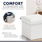 Ornavo Home Small Storage Ottoman Foldable Collapsible Cube Square Linen - Image 4