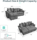 LINSY HOME 90.5'' Sectional Sleeper Sofa - Image 2