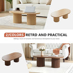 Oval Fluted Coffee Table, Farmhouse Wood Coffee Table Mid Century Modern Center - Image 7