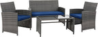4 Piece Patio Ratten Set Outdoor Furniture Set Wicker Conversation Set - Image 7