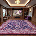 Area Rug for Living Room, 8x10 Area Rugs Washable, Retro Floral Non-Slip Carpet - Image 4