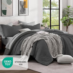 Monbix Full Size Comforter Set, Dark Grey Bedding Comforter - Image 5