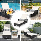 COSTWAY PE Rattan Chaise Lounge Chair, 6 Gear Adjustable Recliner - Image 5