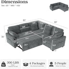 Ihanherry 83-inch 5-Seater Large Sectional Sofa Bed - Image 2