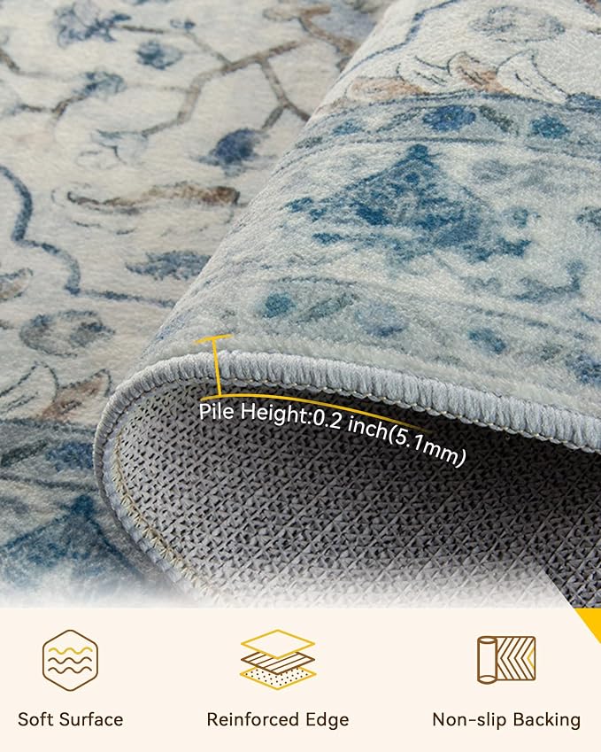 RELEANY Area Rugs 2'6"x8' Runner Rug Non Slip Washable - Image 4