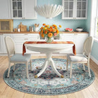 RELEANY Area Rugs Round 6ft Washable Non-Slip, Floral Vintage Distress Print - Image 2