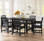 SERWALL 7-Piece Patio Dining Table Sets, Outdoor HDPE Dining Furniture Set - Image 7