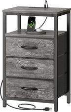 Huuger Nightstand with Charging Station, 27.6 Inch End Table Bedside Table with by Huuger