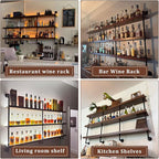 Solid Wood Wall Mounted Wine Rack, Large Bar Shelf - Image 7