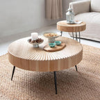 COZAYH 2-Piece Round Nesting Coffee Table Set, Natural Wood Top - Image 9
