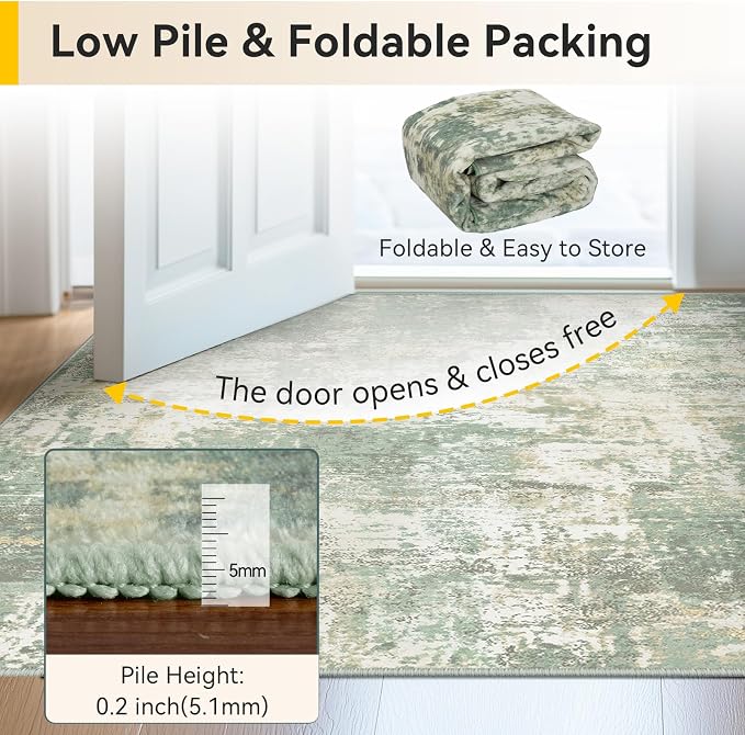RELEANY Washable Area Rugs 5'x7' Non-Slip Modern Abstract Soft - Image 6
