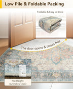 RELEANY Area Rugs 6'x9' Washable Non-Slip, Floral Vintage Distress Print - Image 3