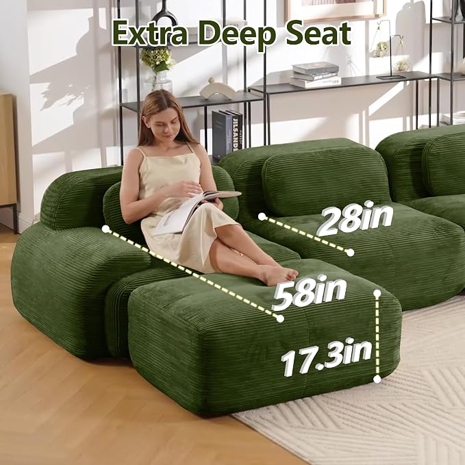 Boneless Sectional Couch, No Assembly Required, 117.3” Modular Cloud Sofa - Image 5