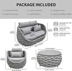 TWT Outdoor Patio Furniture Set-5 Pieces Aluminum Sectional Sofa, Metal Patio - Image 3