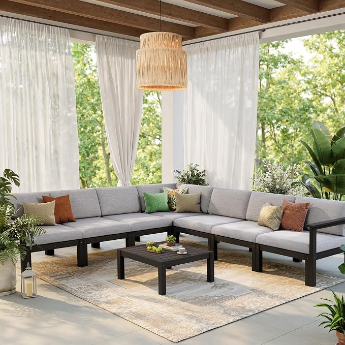 Stoog 6-Piece Patio Sectional Sofa Set, Modular Outdoor Furniture Set - Image 9