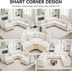 147'' Oversized U Shaped Cloud Sectional Sofa, Chenille Deep Seat Couches - Image 6