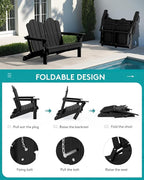SERWALL Folding Adirondack Bench, HDPE All-Weather Adirondack Loveseat - Image 3