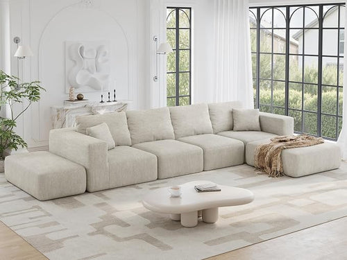 152'' Modern Boneless Couch, Oversized 2-in-1 Modular Sectional Sofa Bed by CUGOAO