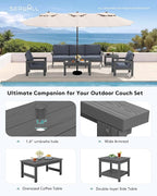 SERWALL HDPE Patio Furniture Set, 7-piece Outdoor Sectional Sofa Set, All - Image 6