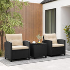 Tangkula 3 Piece Patio Furniture Set, Rattan Conversation Set w/Soft Seat & - Image 2