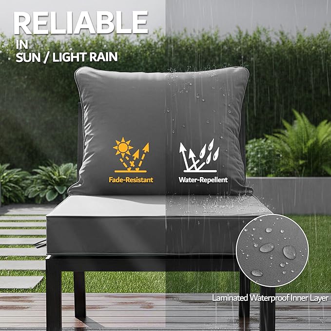 24x24 Inch Outdoor Chair Cushions Set of 2, Patio Furniture Cushions - Image 3