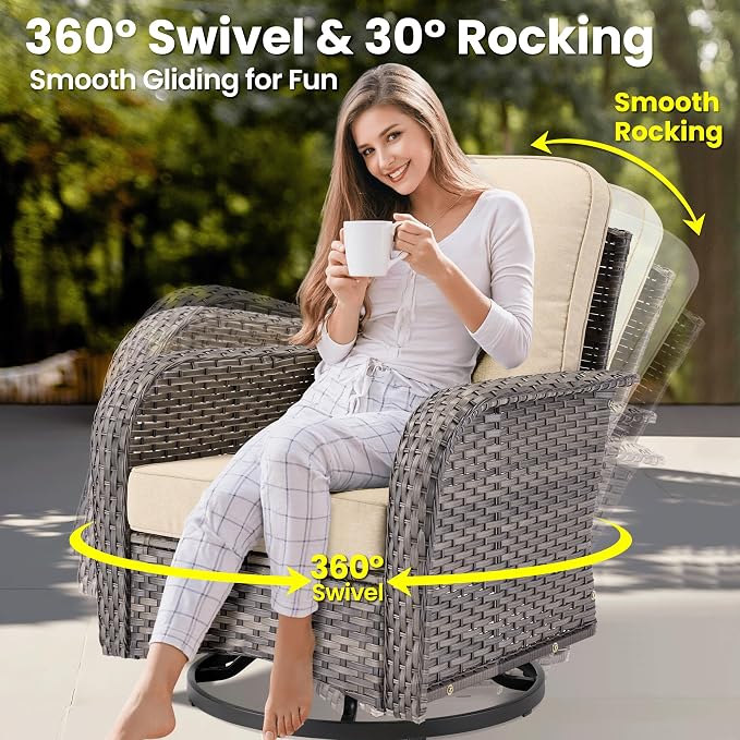 ovios 10 Pieces Patio Furniture Set, Outdoor Wicker Sofa Couch - Image 2