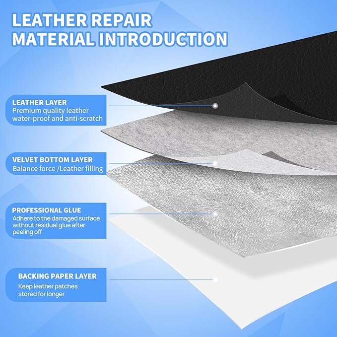 Leather Repair Patches, 17X237 Inch Self-Adhesive Leather Repair Tape, Stretch - Image 2