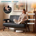 STHOUYN Black Leather Loveseat Sofa and Accent Chair, Mid-Century Modern Office - Image 5
