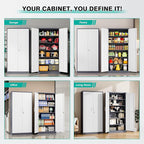 Metal Storage Cabinet with 2 Doors and 6 Shelves, Locking File Cabinet - Image 5