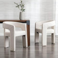 RIVOVA Modern Barrel Dining Chairs Set of 2, Linen Upholstered Accent Side Chair by RIVOVA