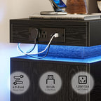 LIKIMIO Night Stand Set of 2, Modern Black Nightstand - Image 4
