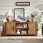 Joaxswe Farmhouse 55" Tv Stand, Dark Wood Entertainment Center - Image 5