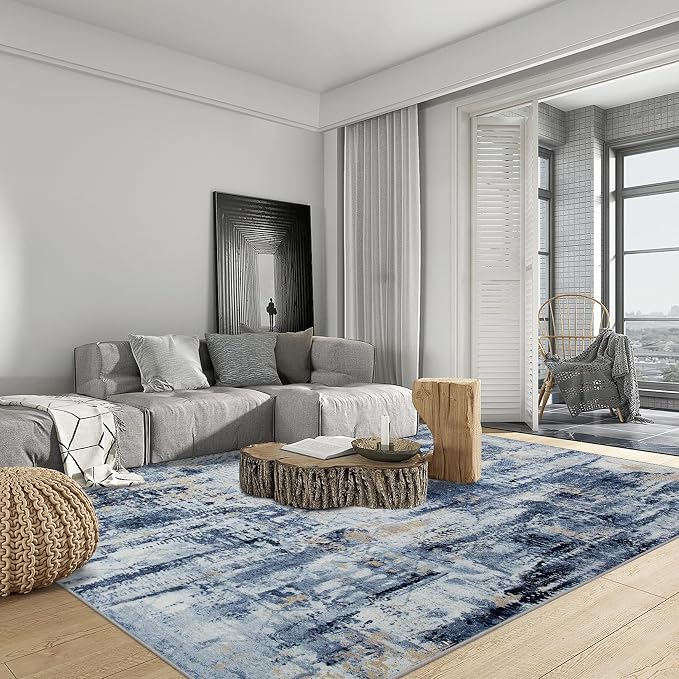 9x12 Area Rugs Washable Rug: Modern Abstract Living Room Rug Soft Anti-Skid - Image 3