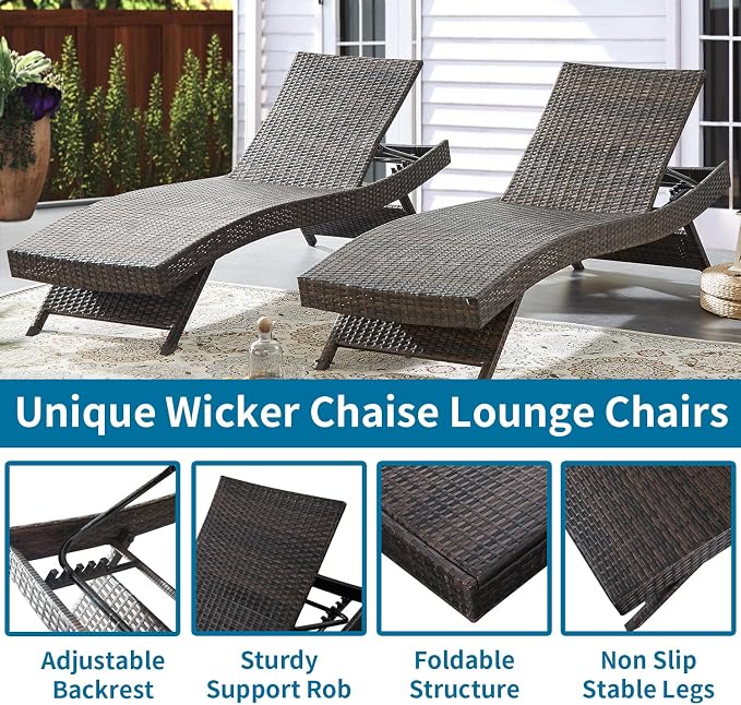 Outdoor Chaise Lounge Chairs Set of 4 - Image 3