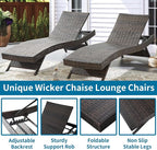 79'' Long Reclining Chaise Lounge Set, Outdoor Wicker Reclining Lounge Chair - Image 3