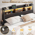 Furnulem King Bed Frame with Wood Headboard & Storage Drawers, Metal Platform - Image 3