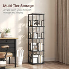 MAHANCRIS 4-Tier Rotating Bookshelf, Freestanding Corner Bookshelf, 360° - Image 4