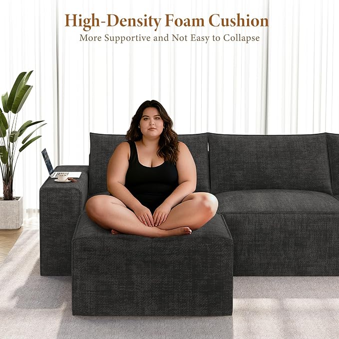Vesgantti 114" Modular Boneless Couch, Modern 4 Sester Sectional Sofa - Image 3