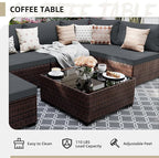 UPHA 7 Pieces Patio Furniture Sets, Wicker Outdoor Sectional Sofa Couch - Image 6