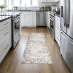 2'x6' Runner Rug Washable Rug: Modern Abstract Soft Thin Runner Rug Brown Grey by FXRHLP