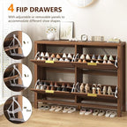 YOMILUVE Shoe Cabinet Storage for Entryway, Fluted Shoe Cabinet - Image 4