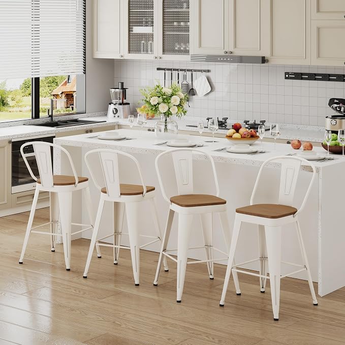 Andeworld Metal Bar Stools Set of 2, 24 inch Counter Height Barstools - Image 8