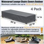 Patio Lounge Chair Covers 4 Pack Waterproof Outdoor chaise lounge cover 80" x - Image 2