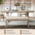 Cozyman Bedroom Bench, French Vintage Tufted Entryway Bench, 45.2" Carving - Image 5