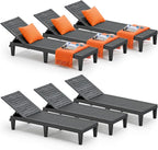 Outdoor Lounge Chair Set of 6, 5-Positions Adjustable Patio Chaise Lounges by NBYSGO