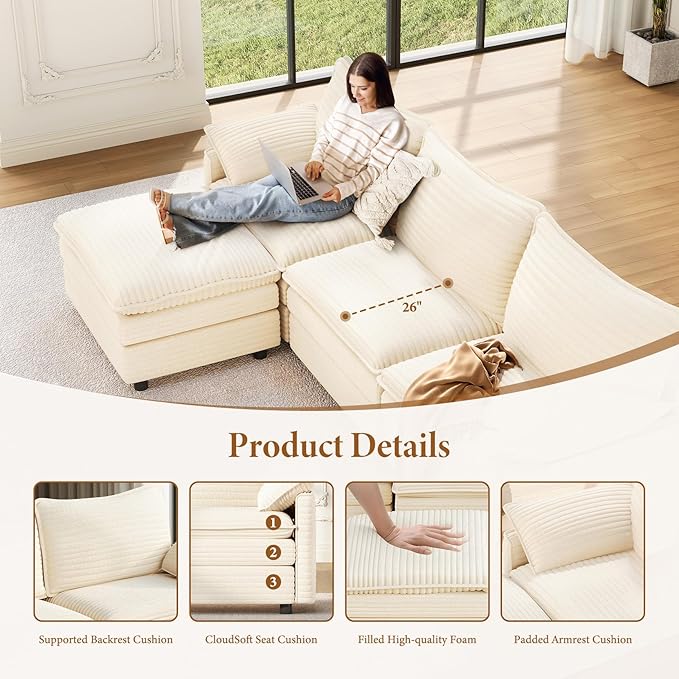 Vesgantti 169" Large Modular Sectional Sofa, Big Comfy Cloud Couch - Image 4
